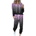 thumbnail image 3 of lcziwo Womens Sequin Jogger Set Plus Size Long Sleeve Hoodies and Drawstring Pants with Pockets 2025 Spring Summer Lightweight Loose Loungewear Tracksuits Holiday Sales,Purple,S, 3 of 6