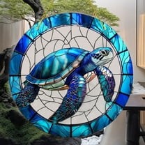 Vggrvlo Stained Glass Window Hanging Bohemian Turtle Suncatcher for Window Doors Home Decoration Gift for Women Light Catcher Sun Room Decor Village Style