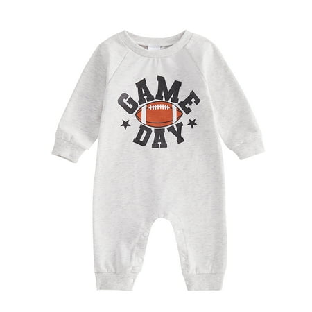 

Infant Baby Boys Girls Football Season Jumpsuit Watch Football with Daddy Funny Romper Playsuit Sweatshirt