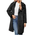 thumbnail image 3 of BiZtdJrK Sales Today Womens Long Winter Coat Faux Fur Oversized Warm Fuzzy Puffy Overcoats Long Sleeve Lapel Neck Knee Length Cardigans Jackets Black XL, 3 of 6