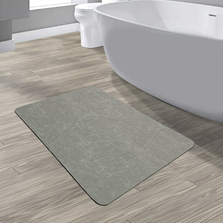 Color&Geometry Super Absorbent Quick Dry Bath Mat- 16x24 Non Slip Grey  Bathroom Rug- Non Shedding Easy Clean Thin Bath Rugs for Bathroom Floor