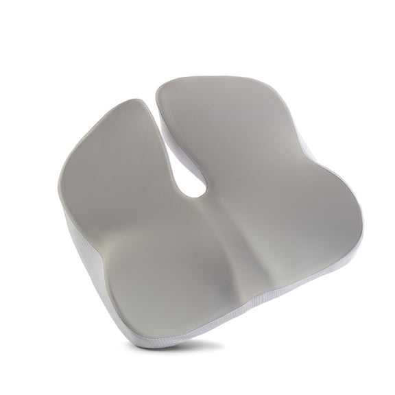 Sleep Zone Memory Foam Seat Cushion, 17.7"×16.2"×4.7", White & Gray, Ergonomic Pressure Relief