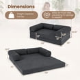 thumbnail image 3 of Gymax Folding Sofa Bed w/Comfy Corduroy Cover L-shaped Removable Armrests for Room Gray, 3 of 10