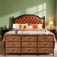 thumbnail image 3 of Cómoda organizadora de 9 cajones de tela y tablero de madera – Mueble para TV hasta 70 pulgadas – Armario de almacenaje amplio con estructura metálica – Color marrón – Ideal para dormitorio o salón, 3 of 9