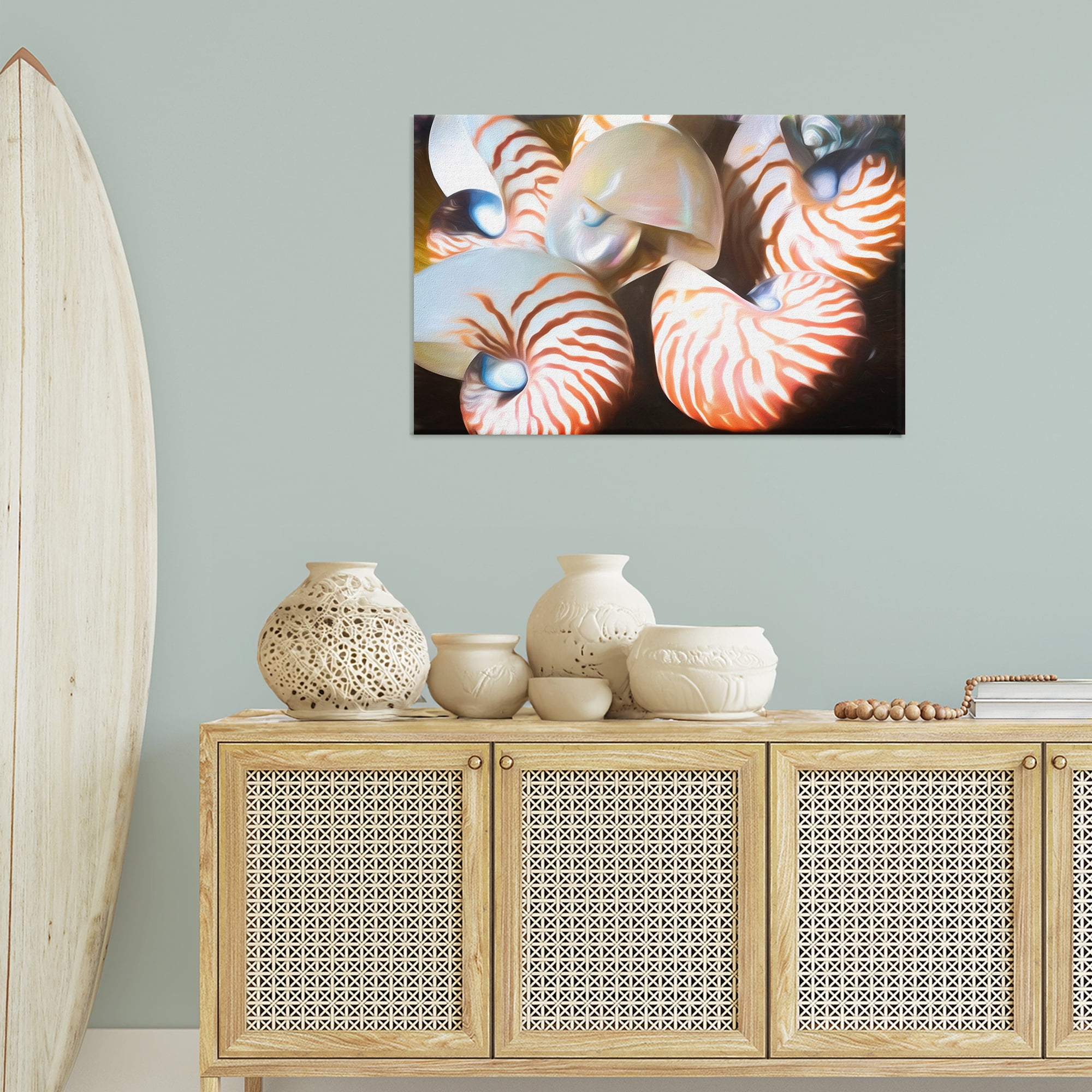 Stupell Industries Nautilus Shells Cluster Nautical & Beach Painting Wrapped Canvas Art Print Wall Art, 36 x 24