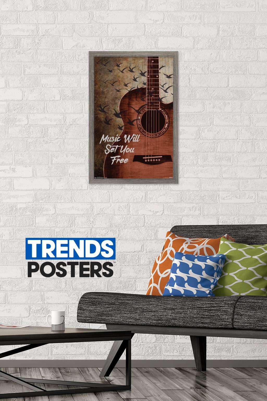 Music Will Set You Free Wall Poster, 14.725" x 22.375", Framed