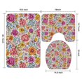 thumbnail image 3 of Pioneer Flower Floral Print Pattern Bathroom Rugs Sets 3 Piece,Toilet Cover Set,Absorbent Non Slip Bathroom Mats Sets with U-Shaped Contour Rug Toilet Rug Set, 3 of 5