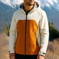 thumbnail image 2 of RYDCOT Men's Color Block Lightweight Windbreaker Jacket Casual Zip up Windproof and Waterproof Jackets with Hooded Outerwear Jackets Orange, 2 of 9