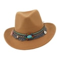 thumbnail image 2 of Gorras Fedoras unisex de moda para adultos, sombrero de vaquero occidental, sombrero de disfraz, sombrero de jazz. Marrón claro, 2 of 9