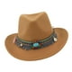 thumbnail image 2 of Sombrero de vaquero clásico unisex para adultos, sombrero fedora, accesorios, sombrero de vaquera, sombrero de copa jazz. Marrón claro, 2 of 9