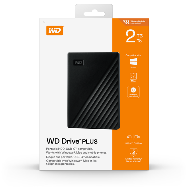 2TB Western Digital Drive™ PLUS Portable Hard Drive - Walmart.ca