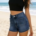 thumbnail image 4 of gakvbuo Denim Shorts for Women's Solid Color High Waisted Shorts with Pocket Outwear Jogging Walkshort, 4 of 8