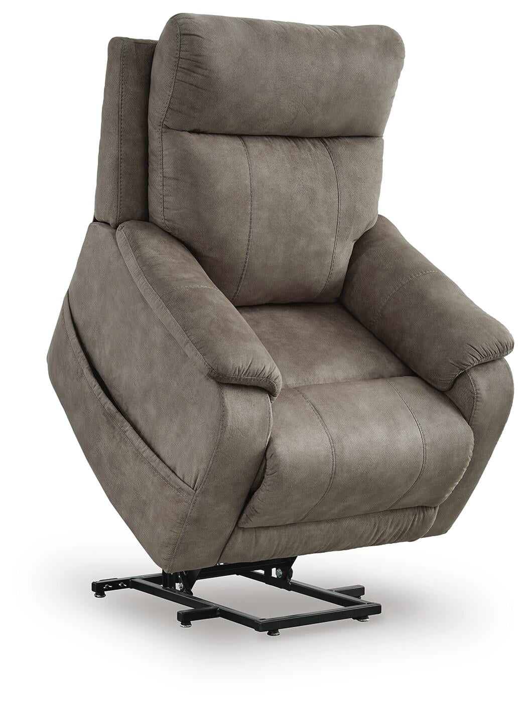 Signature Design by Ashley Crestmeade Power Lift Recliner Chair with Heat, Massage, USB Charging - Fossil Gray Faux Leather Electric Lift Chair
