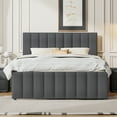 thumbnail image 3 of Harper & Bright Designs Full Size Platform Bed with Trundle and 3 Storage Drawers, Linen Upholstered Ful Bed Frame with Headboard for Adults, Gray, 3 of 12