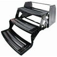 thumbnail image 1 of Lippert Components Entry Step 432690 3 Manual Folding Steps; 24 Inch Width x 7 Inch Depth; With 9 Inch Rise; Bolt On; Radius Corner With Diamond Groove Tread; Powder Coated Black Heavy Gauge Steel, 1 of 4
