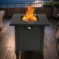 thumbnail image 3 of 28" Fire Pit Table, Propane Fire Pit with Lid, Lava Rocks, 50000 BTU Outdoor Gas Fire Pit, Metal Square Propane Fire Pit for Outside Garden Backyard Deck Patio, Brown, LLL4008, 3 of 12