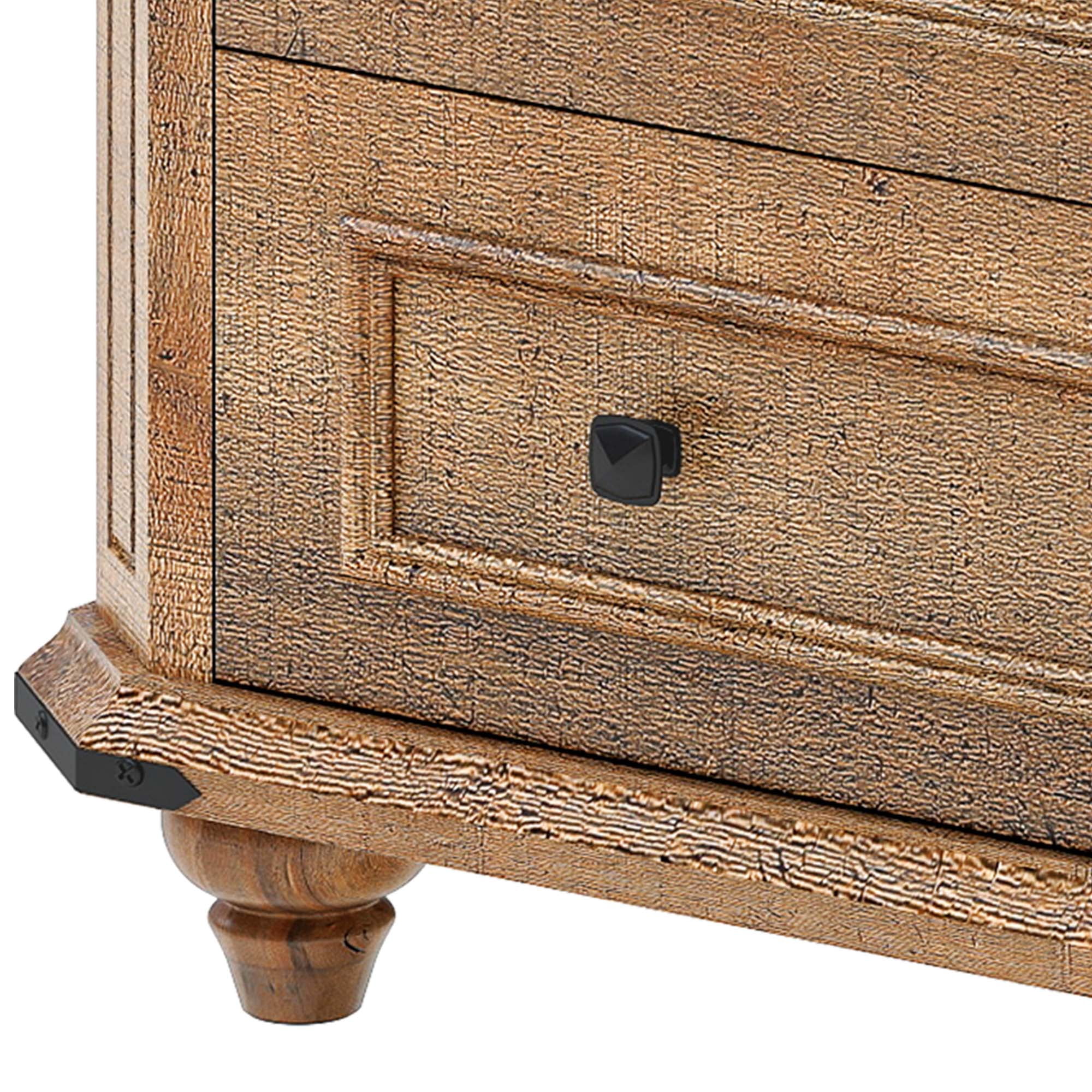 Uforic Rustic Nightstand with Charging Station & Drawers, Bedside Table for Bedroom, Brown
