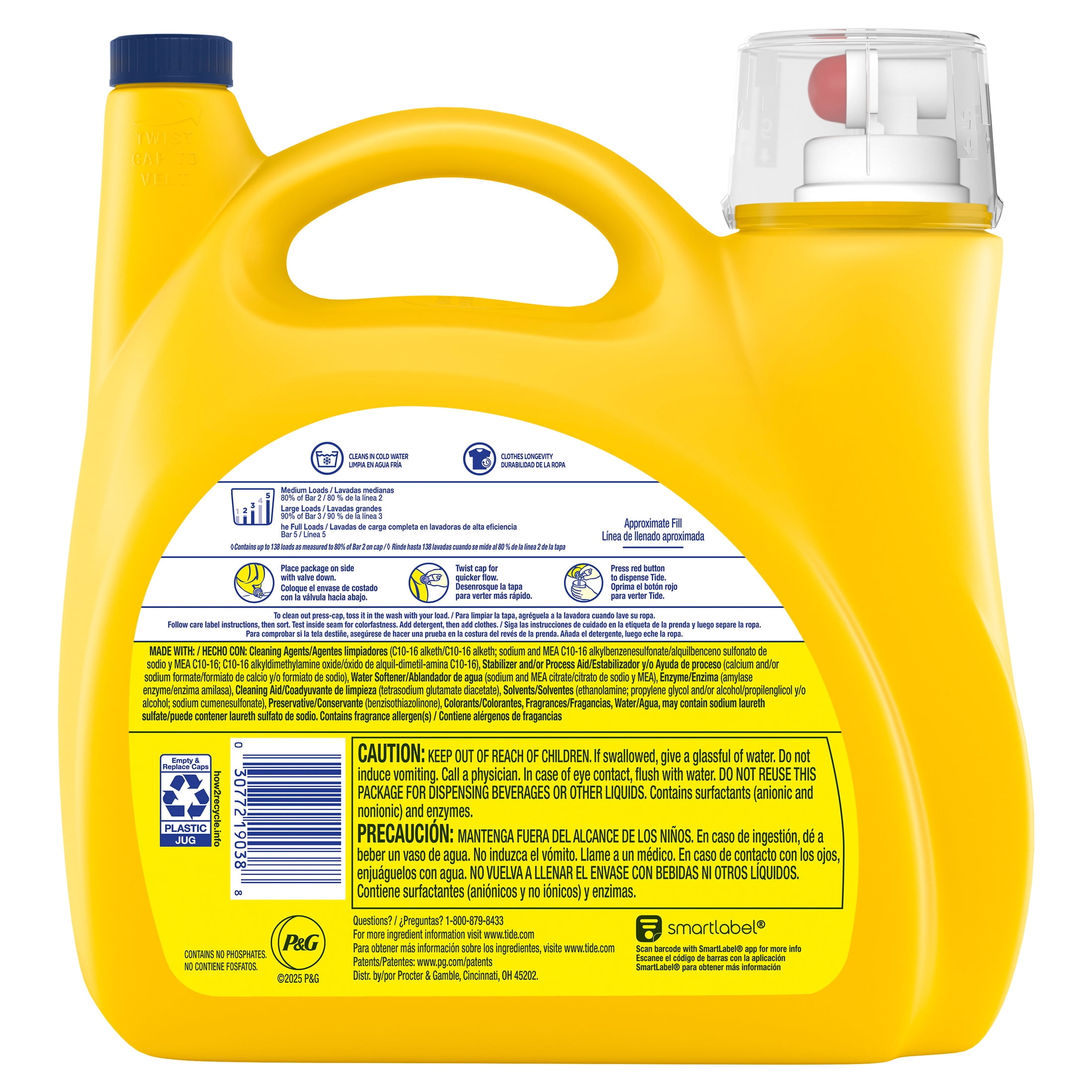 Tide Simply Liquid Laundry Detergent, All-In-One, Refreshing Breeze Scent, 138 Loads, 182 fl oz