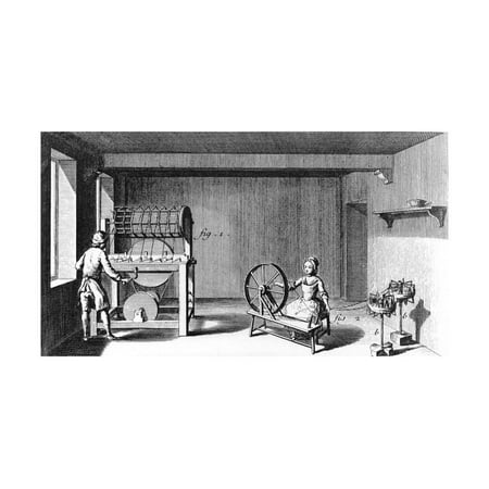 Workers Spinning Yarn Print Wall Art