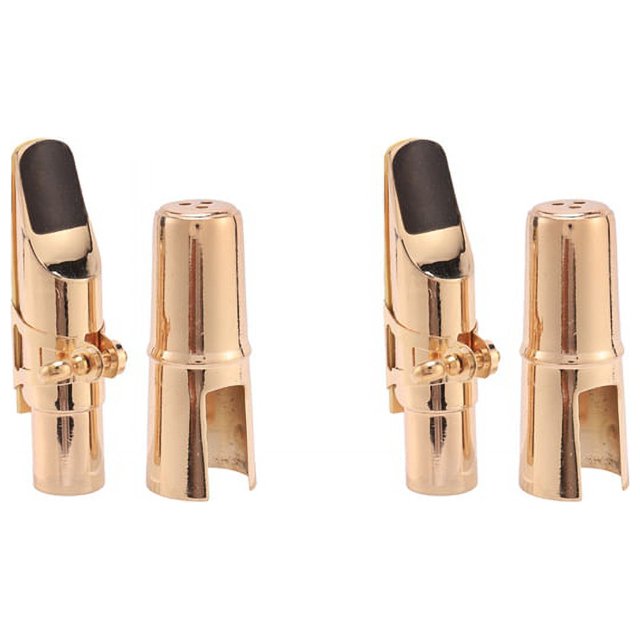2X Golden Sax Saxophone Mouthpiece with Cap And Ligature Musical Instruments Parts
