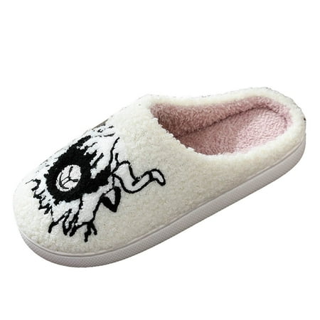 

OJSFQUFP Women s Indoor Slippers Women s Fuzzy Slippers Band Memory Foam Slippers Funny Cartoon Slippers Warm Home Slippers Cute Slippers White 36