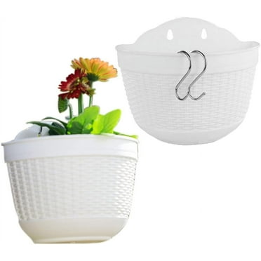 2Pcs Wall Hanging Planter Flower Pot for Railing Fence Balcony Indoor Outdoor Decor Plastic Kitchen Herb Plant Basket Vertical Garden Living Wall Mount
