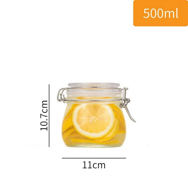 EIMELI Verre Rond Transparent Snap Stockage Pot Cuisine Scellée Boîte de Stockage de Grain Thé Étain Polyvalent Contient