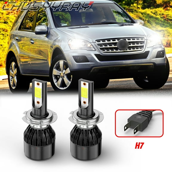 For Mercedes-Benz ML350 2006 2007 2008 2009 2010 2011 - 2x H7 LED Headlight Hi/Lo Beam Bulbs Kit White