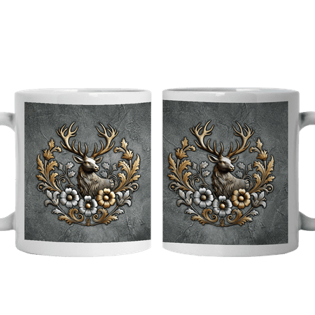 

Lotusprinthandmade Hunting Deer Animal 3D White Ceramic Mug (11oz) (Made In US) Collectible Animal-Themed 3D Mug Animal-Themed 3D Drinkware