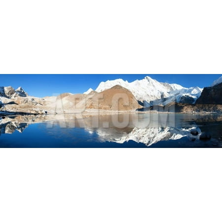 View of Cho Oyu Mirroring in Lake - Cho Oyu Base Camp - Everest Trek - Nepal Print Wall Art By Daniel