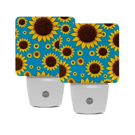 

Plug in Led Night Light with Auto Dusk to Dawn Sensor White Nightlights for Hallway Bedroom Kids Room Kitchen Stairway 2 Pack Sunflower Cartoon Hand Painted Art Blue