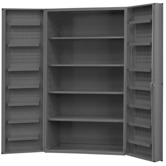14 Gauge Lockable Shelf Cabinet with 4 Adjustable Shelf & 14 Door Shelves, Gray - 48 x 24 x 72 in.