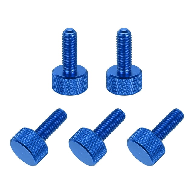 5 Pcs Vis à Pouce Mollées Tête Plate M4x16mm pour Cartes Graphiques, Bleu Foncé
