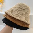thumbnail image 5 of CoCopeaunts Knitted Bucket Hat Solid Color Jacquard Bucket Cap Temperament Female Fashion Woolen Fisherman Hat Warm Cold Proof, 5 of 8