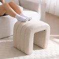 thumbnail image 5 of Flouki Ottoman Foot Stool with Channel Tufted, Small Ottoman Bench for Entryway, Modern Vanity Stool Chair, Upholstered Foot Rest Extra Seat for Living Room (Beige Linen), 5 of 15