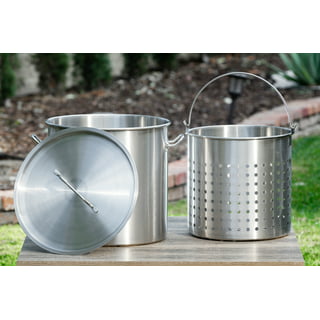 Stainless Steel Pot with Strainer Lid Full Body Streamer Small W/ Steamer  Basket