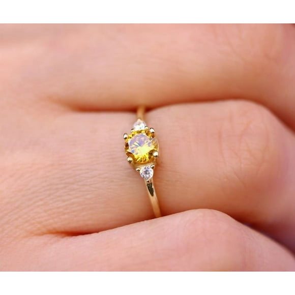 Citrine Dainty Ring, November Birthstone Ring, Citrine Ring, Delicate Ring, Minimalist Ring, Sterling Silver 925 Citrine Ring, Birthstone