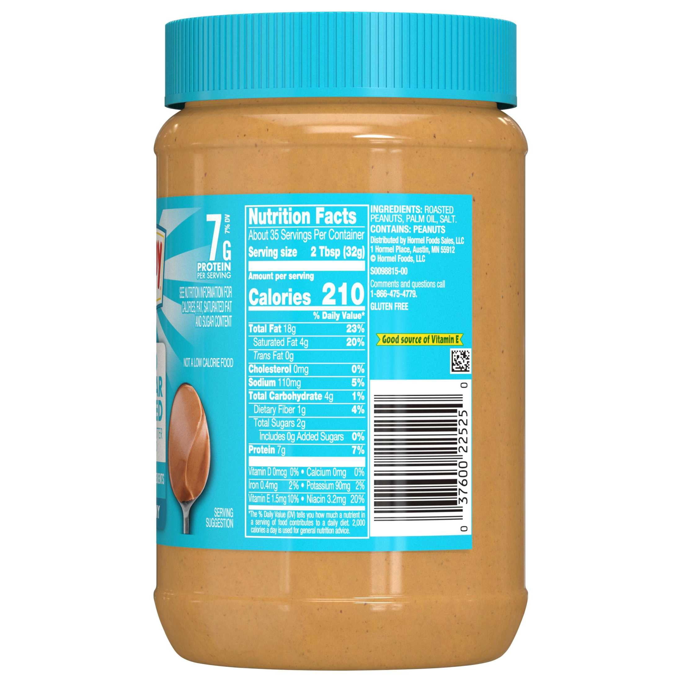 (8 pack) SKIPPY No Sugar Added Creamy peanut butter spread, Shelf-Stable, 40 oz Plastic Jar