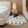 thumbnail image 2 of Round Area Rug 4 Ft, Vintage Coastal Washable Non-Slip Circle Carpet for Living Room/Bedroom, Beach Nautical Seahorse Shell Anchor Low-Profile Crawling Mats Collection Rugs for Indoor, 2 of 8