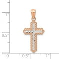 thumbnail image 2 of 14K Rose Gold Charm Pendant 22 mm 12 Rhodium Diamond-Cut Cross, 2 of 2