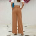 thumbnail image 6 of WTXUE Wide Leg Pants, Bell Bottoms Women's Linen Waisted Buckle Pants Elegant Pockets And Casual Court Pants Stylish Elegant And Comfortable, Palazzo Pants Slacks, Orange, 6 of 8