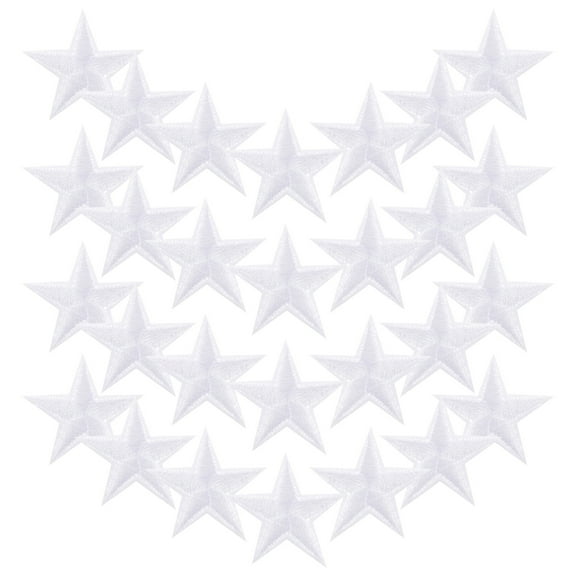Raindrops Star Polyester Clothing Accessory Patches White 30 Pieces Iron-On for Jackets Bags Hats