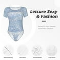 thumbnail image 6 of Naloa White Bule Glitter Women's Short-Sleeved Onesie, One-Piece Swimsuit for Parties, dates, clubs - Large, 6 of 9