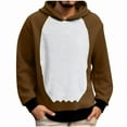 thumbnail image 4 of Lcziwo Men's Fashion Hoodies Sweatshirts Xmas Reindeer Antlers Hooded Sherpa Fuzzy Cozy Patchwork Pullover Tops Coffee,M, 4 of 8
