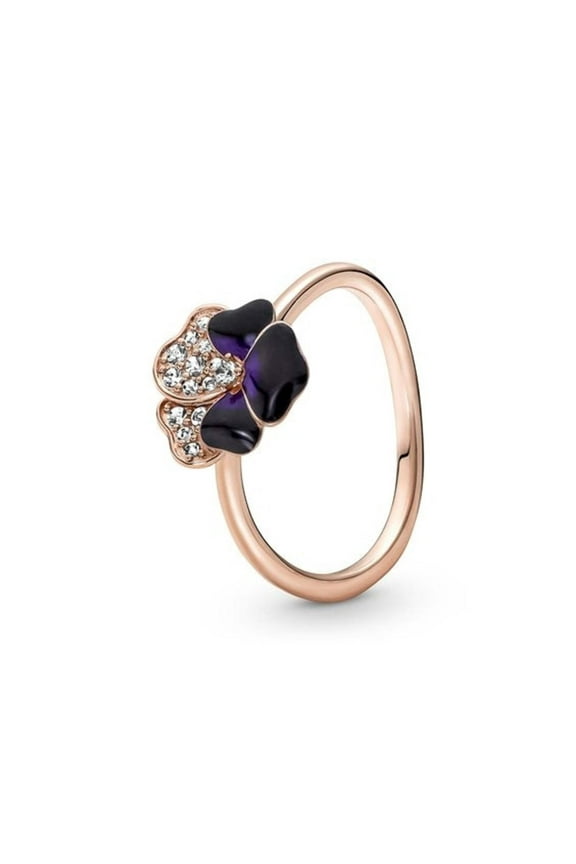Moments Deep Purple Pansy Flower Ring