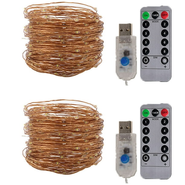 Cadena de luces decorativas 2PCSLED-5 metros 50 luces-caja de batería impermeable control remoto 8 funciones blanco cálido Vhermosa CPB-US-DYP1007-2