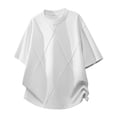 thumbnail image 4 of Big & Tall Men's Short Sleeve Boxy T-Shirts Crew Neck Diamond Grid Seam Pattern Summer Fashion Classic Tops for Father Gift, 4 of 5