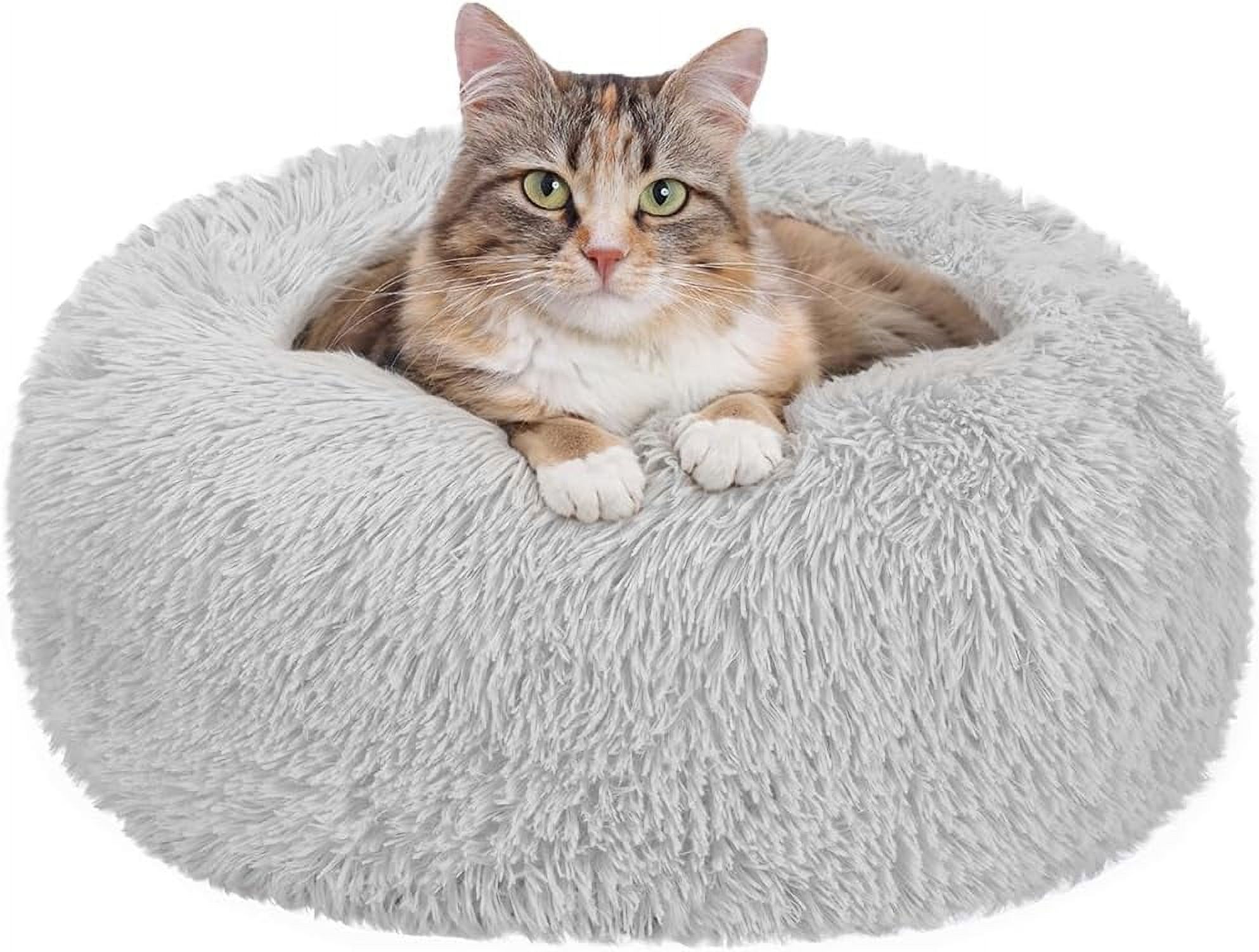 Nisrada 20-Inch Calming Donut Dog Bed, Gray photo 2