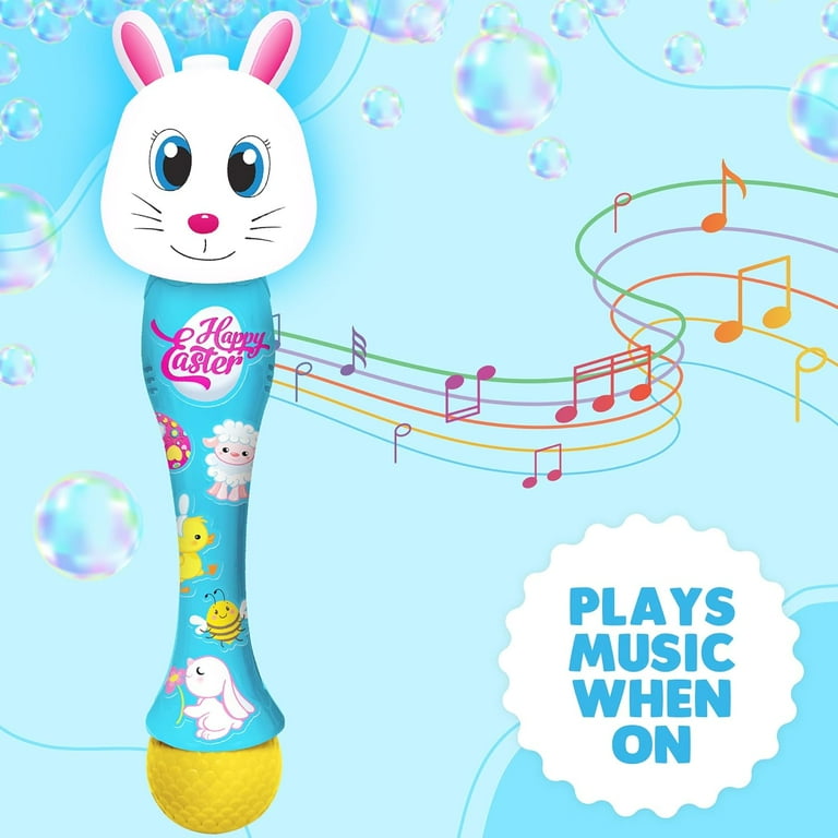 Easter Bunny Ring Toss Game With Light Up Bubble Wand - 14 LED Automatic Bubble Maker For Kids