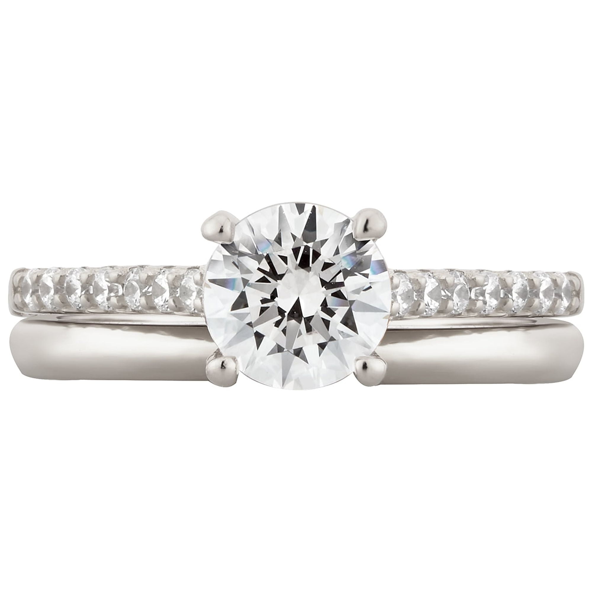 Arista 1.88 ct Round Swarovski Diamond Solitaire Women's Bridal Set in Sterling Silver